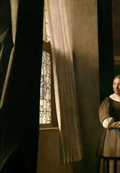 Lady Writing a Letter with Her Maid, c.1670 (detail)